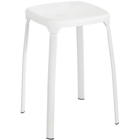 WENKO Badhocker Losani, Weiß, Weiß, Kunststoff weiß, lackiertes Metall weiß