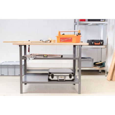 TrendLine Werkbank 120x60x85cm 2 Ablageböden Werktisch Werkstatt Arbeitstisch
