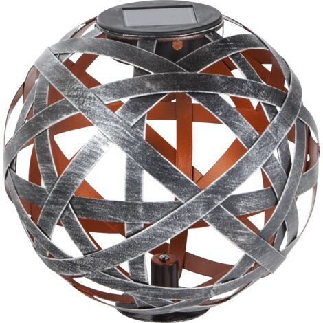 TrendLine LED Solarkugel silber-kupfer 18 cm mit Erdspieß Außen-Dekolampen (1/3)