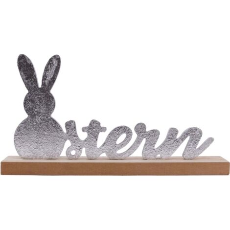 TrendLine Deko Aufsteller Ostern Holz 32 x 17 cm natur silber Osterdeko