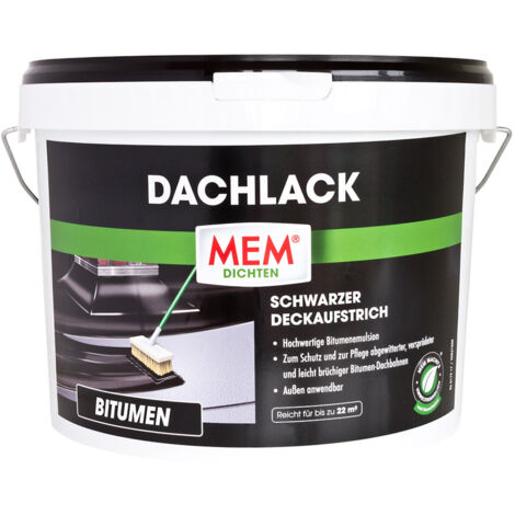 MEM Bitumen Dachlack 10 l Deckaufstrich Isolieranstrich Abdichtung Bitumenanstrich