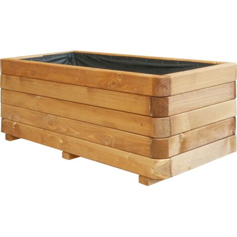 Pflanzkasten Ingo 100x45 cm Gelb Gebeizt mit Wurzeltuch Blumenkasten Blumenkübel