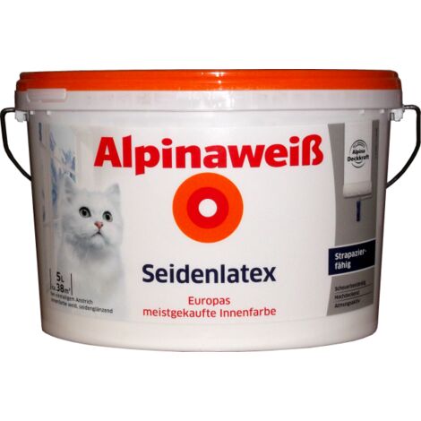 Alpina Seidenlatex Alpinaweiß 5 l seidenglänzend Latexfarbe Innenfarbe