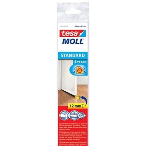 tesa Moll Türdichtschiene weiß, für Spalten bis 12 mm Türdichtungen & Fensterdichtungen
