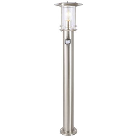 BRILLIANT Lampe York Außenstandleuchte Bewegungsmelder edelstahl 1x A60, E27, 40W, g.f. Normallampen n. ent. IP-Schutzart: 44 - spritzwassergeschützt Mit einstellbarem Bewegungsmelder