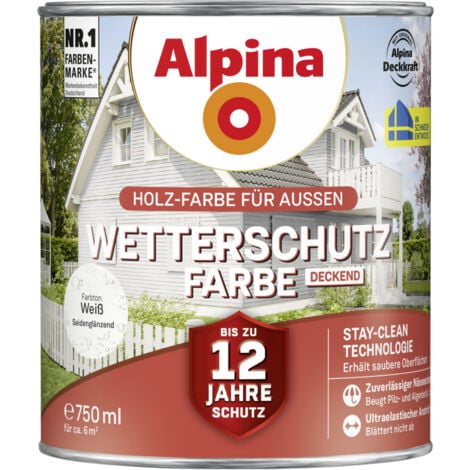 Alpina Wetterschutzfarbe deckend 0,75 L weiß Holzschutzfarbe