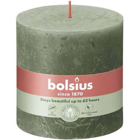 Bolsius Rustik Stumpenkerzen olivengrün, Höhe  10 cm, Ø 10 cm Stumpen- und Kugelkerzen