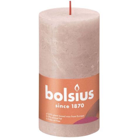 Bolsius Rustik Stumpenkerze nebliges rosa, Höhe  13 cm, Ø 6,8 cm Stumpen- und Kugelkerzen