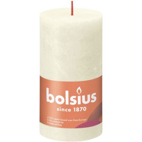 Bolsius Rustik Stumpenkerze weiche Perle, Höhe  13 cm, Ø 6,8 cm Stumpen- und Kugelkerzen