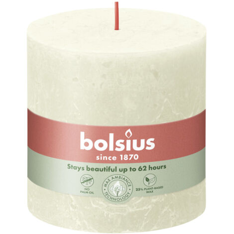 Bolsius Rustik Stumpenkerze weiche perle, Höhe  10 cm, Ø 10 cm Stumpen- und Kugelkerzen