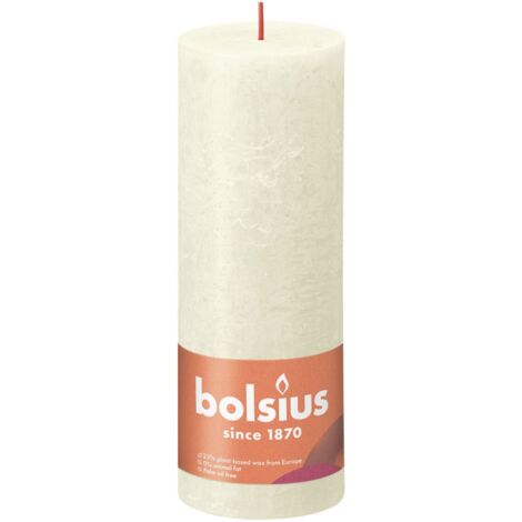 Bolsius Rustik Stumpenkerze weiche perle, Höhe  19 cm, Ø 6,8 cm Stumpen- und Kugelkerzen