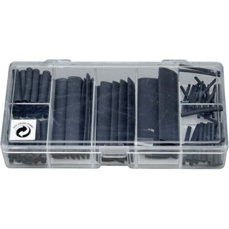 Schrumpfschlauch Set 100-teilig 1,5 - 13 mm Schrumpfrate 2 1, schwarz Schrumpfschläuche
