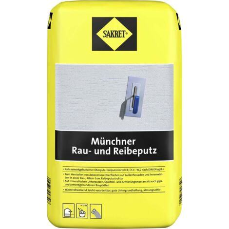 Sakret Münchner Rau- und Reibeputz 25 kg Sack weiß 3,0 mm Putze