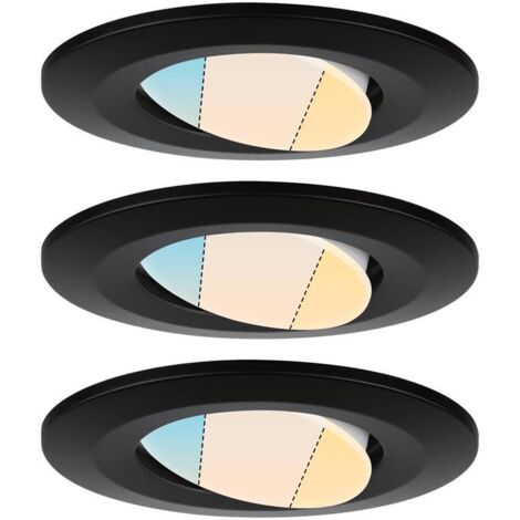 Paulmann HomeSpa 3er Set LED Einbauleuchte Calla schwarz 9 cm schwenkbar
