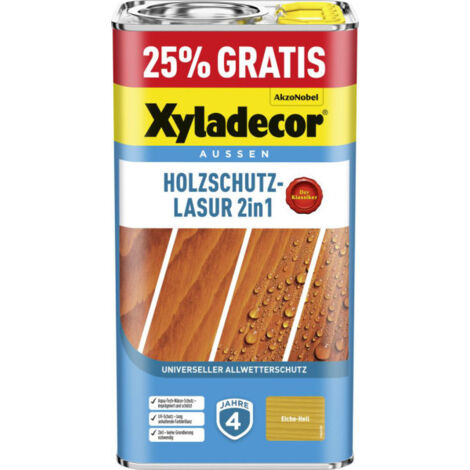 Xyladecor Holzschutzlasur 2in1 4+1L gratis eiche hell Aktionsgebinde 25% Gratis Holzschutzlasur