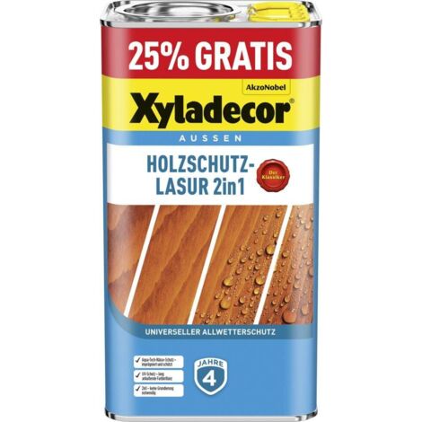 Xyladecor Holzschutzlasur 2in1 4+1L gratis nussbaum Aktionsgebinde 25% Gratis Holzschutzlasur