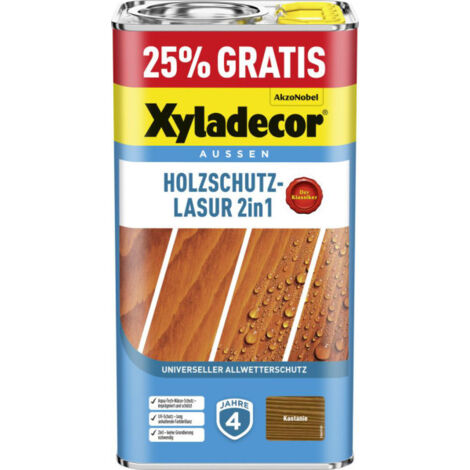 Xyladecor Holzschutzlasur 2in1 4+1L gratis kastanie Aktionsgebinde 25% Gratis Holzschutzlasur
