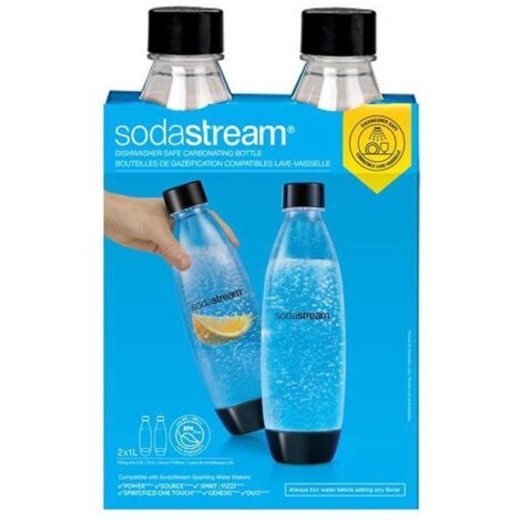 Sodastream spülmaschinengeeignete Kunststoffflasche FUSE 1L 2er-Set schwarz Trinkwassersprudler