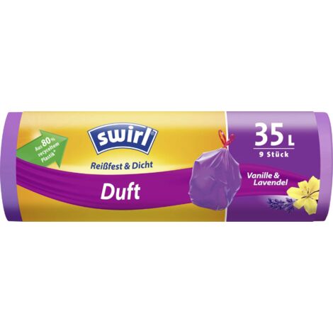 Swirl® Duft-Müllbeutel Vanille-Lavendel 35 L Reißfest & Dicht Müllsäcke & Müllsackständer