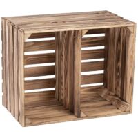 iWerk Holzkiste Geflammt mit Mittelbrett 50 x 40 x 30 cm Aufbewahrungsboxen