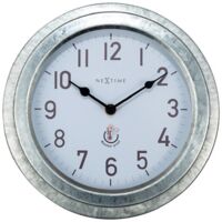 NeXtime Wanduhr Poppy Metall silber Ø 22 cm für Innen und Außen Gartenuhr