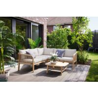 Primaster Gartenmöbel-Set Leros Holz Lounge Set Sitzgruppe Ecksofa Akazienholz
