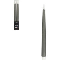 Mica Decorations LED Spitzkerze batteriebetrieben grau Ø 2 x 29 cm warmweiß 2 Stück LED-Kerze