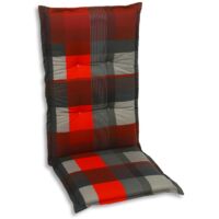 GO-DE Hochlehner-Auflage 120 x 50 x 8 cm rot kariert Sitzkissen Sitzpolster