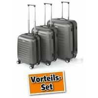 TrendLine Koffer-Trolley anthrazit 3er-Set Kofferset Hartschalenkoffer Koffer 