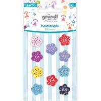 Gründl Holzknöpfe Motiv Blumen Handarbeit