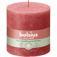 Bolsius Rustik Stumpenkerzen rosa Blüte, Höhe 10 cm, Ø 10 cm Stumpen- und Kugelkerzen