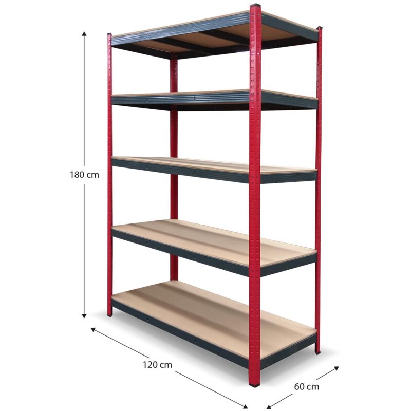 Scaffale Per Carichi Pesanti 180x160x60 Cm | Portata 1500 Kg, 5 Ripiani Regolabili | Per Garage E Officina - Foto 6