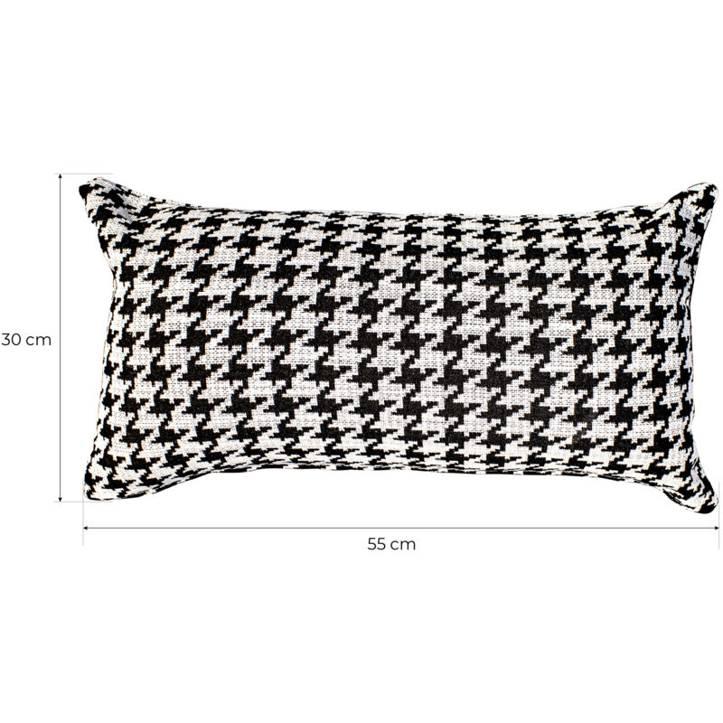 Federa Cuscino con Stampa Zigzag Kuatéh Breda 55x30 cm Nero e Bianco