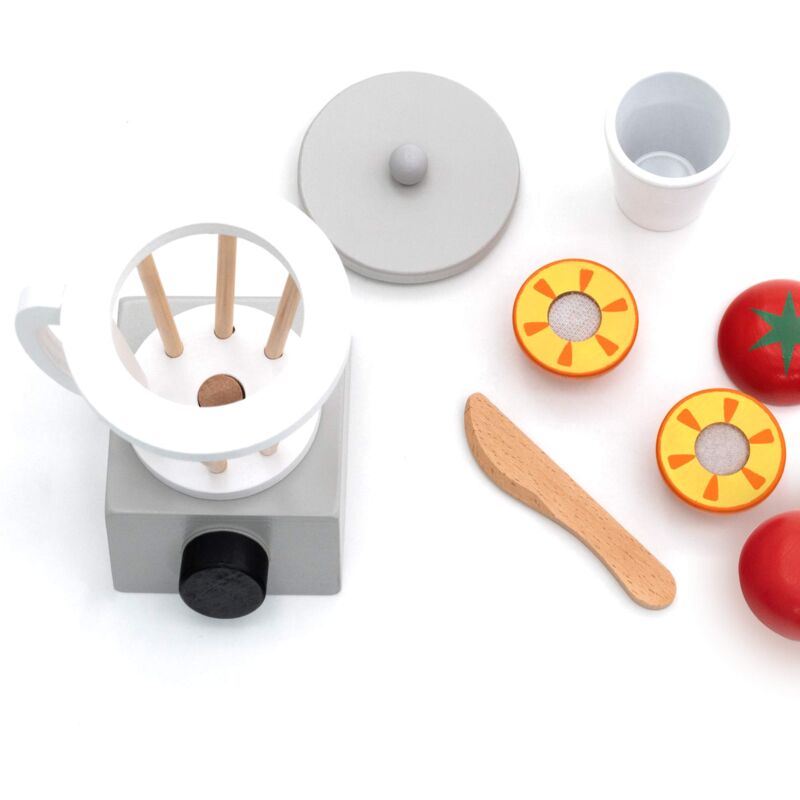 Set da Cucina Giocattolo Montessori Robincool Smoothie Lab 11x9,5x15 cm in  Legno Eco con Accessori Inclusi