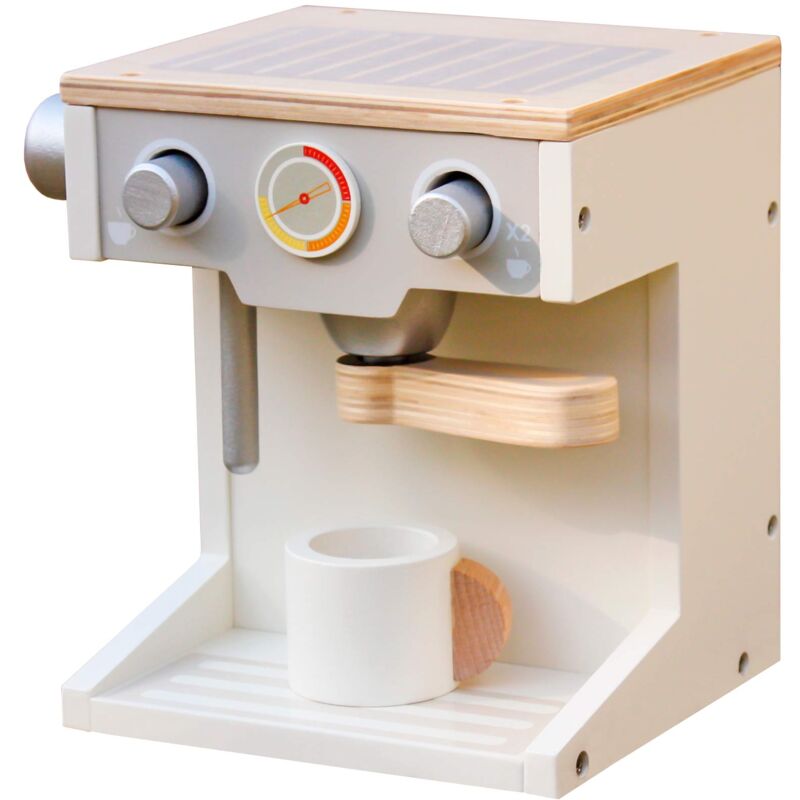 Macchina da Caffé Giocattolo Montessori Coffe Robincool Caprizze 17x16x14 cm  Fabbricata in Legno Ecologico e Accessori Inclusi