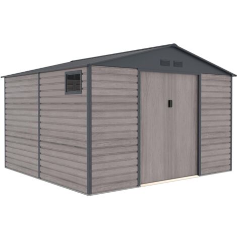 Casetta Metallica Gardiun Surrey 10,85 m2 Esterno 340x319x226 cm in Acciaio con Finestra Laterale e Effetto Legno Venato