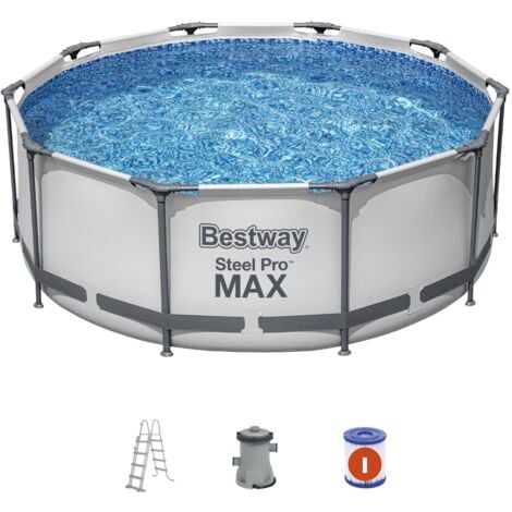 Piscina Fuori Terra Tubolare Bestway Steel Pro Max 305x100 cm con Scala 76x119x163 cm  Pompa Filtro a Cartuccia da 1.249 L/H