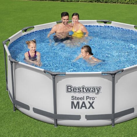 Piscina Fuori Terra Tubolare Bestway Steel Pro Max 305x100 cm con Scala 76x119x163 cm  Pompa Filtro a Cartuccia da 1.249 L/H