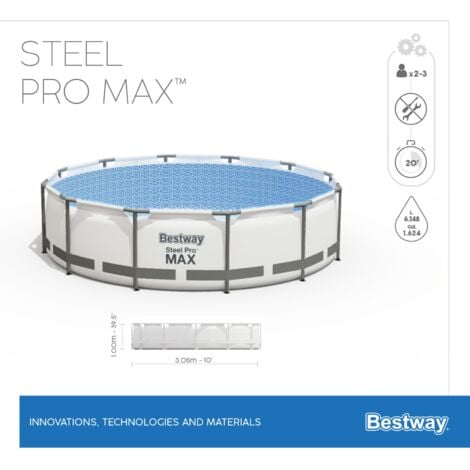 Piscina Fuori Terra Tubolare Bestway Steel Pro Max 305x100 cm con Scala 76x119x163 cm  Pompa Filtro a Cartuccia da 1.249 L/H