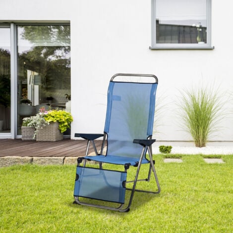 Sedia Reclinabile da Giardino Solenny Relax 5 Posizioni con Schienale  Anatomico Azzurro