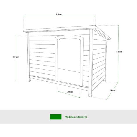 Cuccia per Cane di Taglia Piccola Gardiun Sugar 58x85x58 cm con Tetto a 1 Falda e Copertura in Bitume