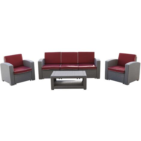 Set  da Giardino Chillvert Treviso Resina 1 Divano + 2 Poltrone + 1 tavolo Grigio Chiaro (1/5)