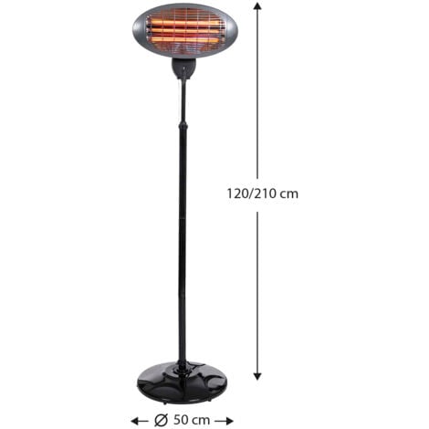 Stufa al Quarzo per Esterni 2000W Kekai Terrace con Altezza Regolabile 120-210 cm con 3 Tubi Radianti