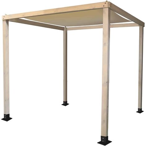 Pergola da Giardino in Legno Trattato per Esterni Chillvert Corinto con Telo 255x255x225 cm Bianco e Beige