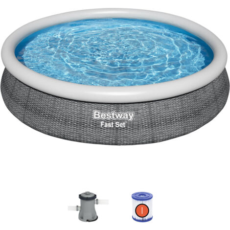 Piscina fuori terra rotonda 366x76 cm rattan Bestway Fast Set 57445