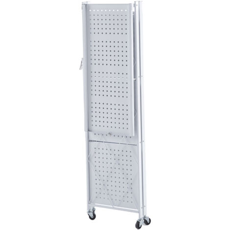 Scaffale Metallico Pieghevole Catter House Kim 122 71,5x36x122,5 cm Colore Bianco con Ruote e 4 Ripiani Supporta fino a 160 kg