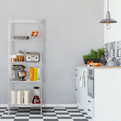 Scaffale metallico con Grata Catter House Klaus 160 56x35x160 cm color Bianco con 5 Ripiani Supporta fino a 175 kg
