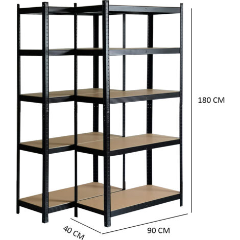 KZOBYD Scaffale In Metallo 6 Ripiani 60x26x161 Cm - Regolabile In Altezza, Antiruggine, Per Cucina, Bagno, Ufficio - Nero