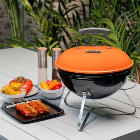 Barbecue a Carbone Portatile da Tavolo Kekai Tahoe 37x37x44 cm Coperchio  con Sistema di Trasporto e