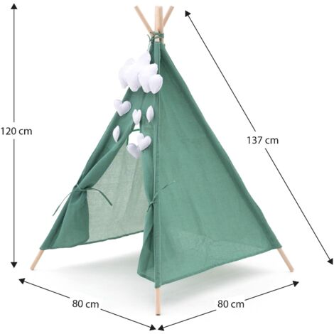 Tenda Tipi Per Bambini Con Tappeto E 2 Cuscini - 160x120 Cm - In Cotone, Per Cameretta E Gioco
